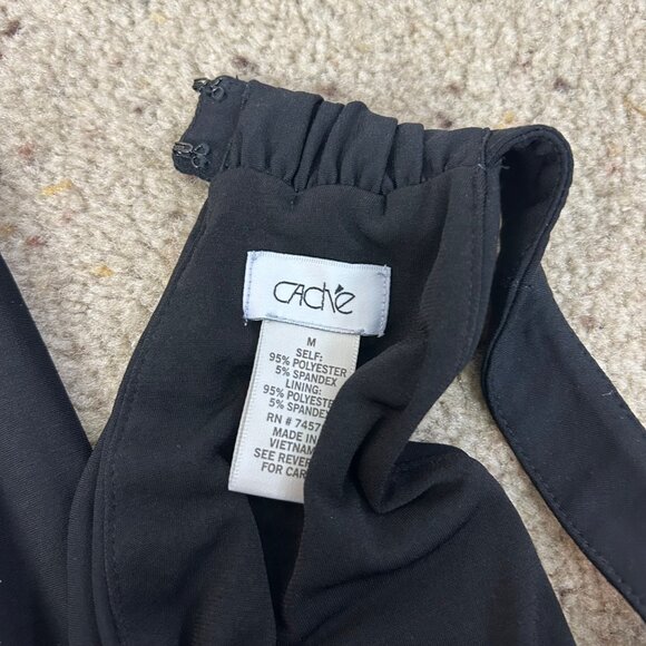 Y2K Cache Black Floral Halter Maxi Dress Wedding Party Tropical Size Medium Wome - Picture 5 of 5